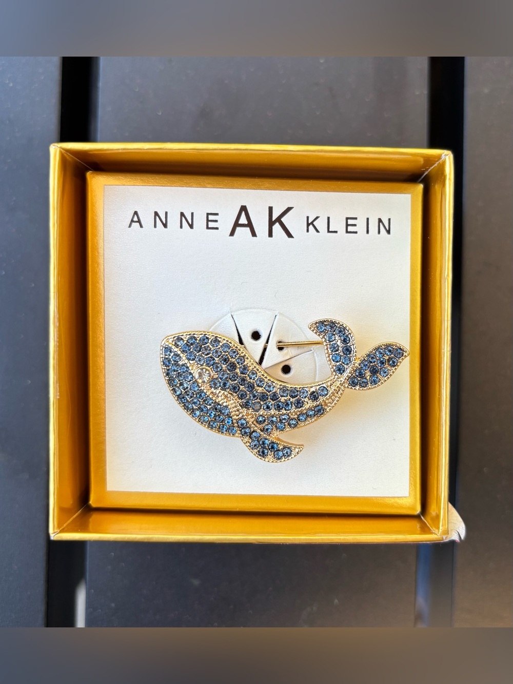Anne Klein Gold-Tone Brooch with Blue Stones - Picture 2 of 3